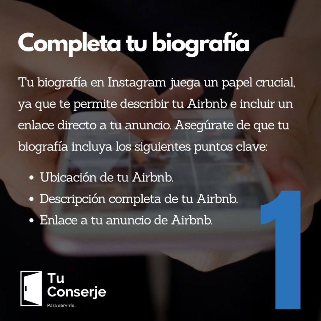 Tu biografía en Instagram juega un papel crucial, ya que te permite describir tu Airbnb e incluir un enlace directo a tu anuncio. Asegúrate de que tu biografía incluya los siguientes puntos clave: Ubicación de tu Airbnb. Descripción completa de tu Airbnb. Enlace a tu anuncio de Airbnb.