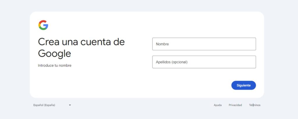 Crear una Cuenta de Google